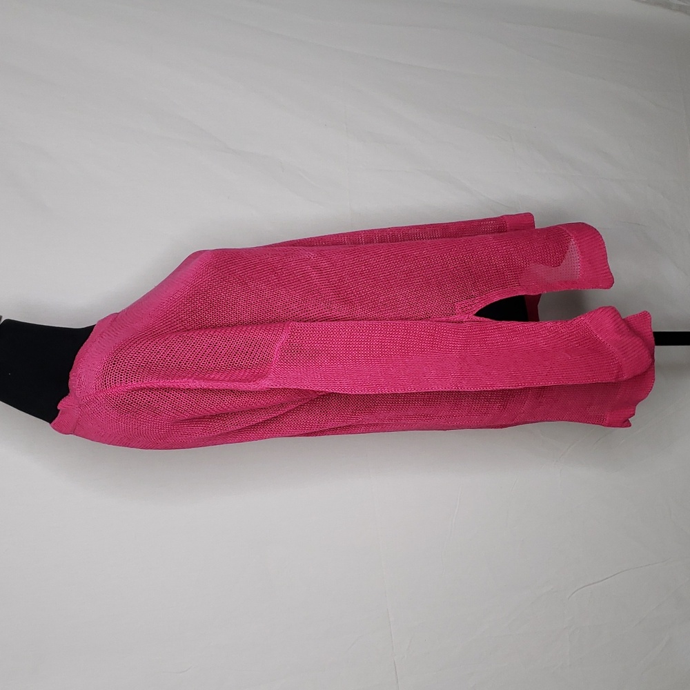 Eileen Fisher Open Knit Crew Neck Pullover Sweater Size L Hot Pink Feminine - Picture 5 of 12